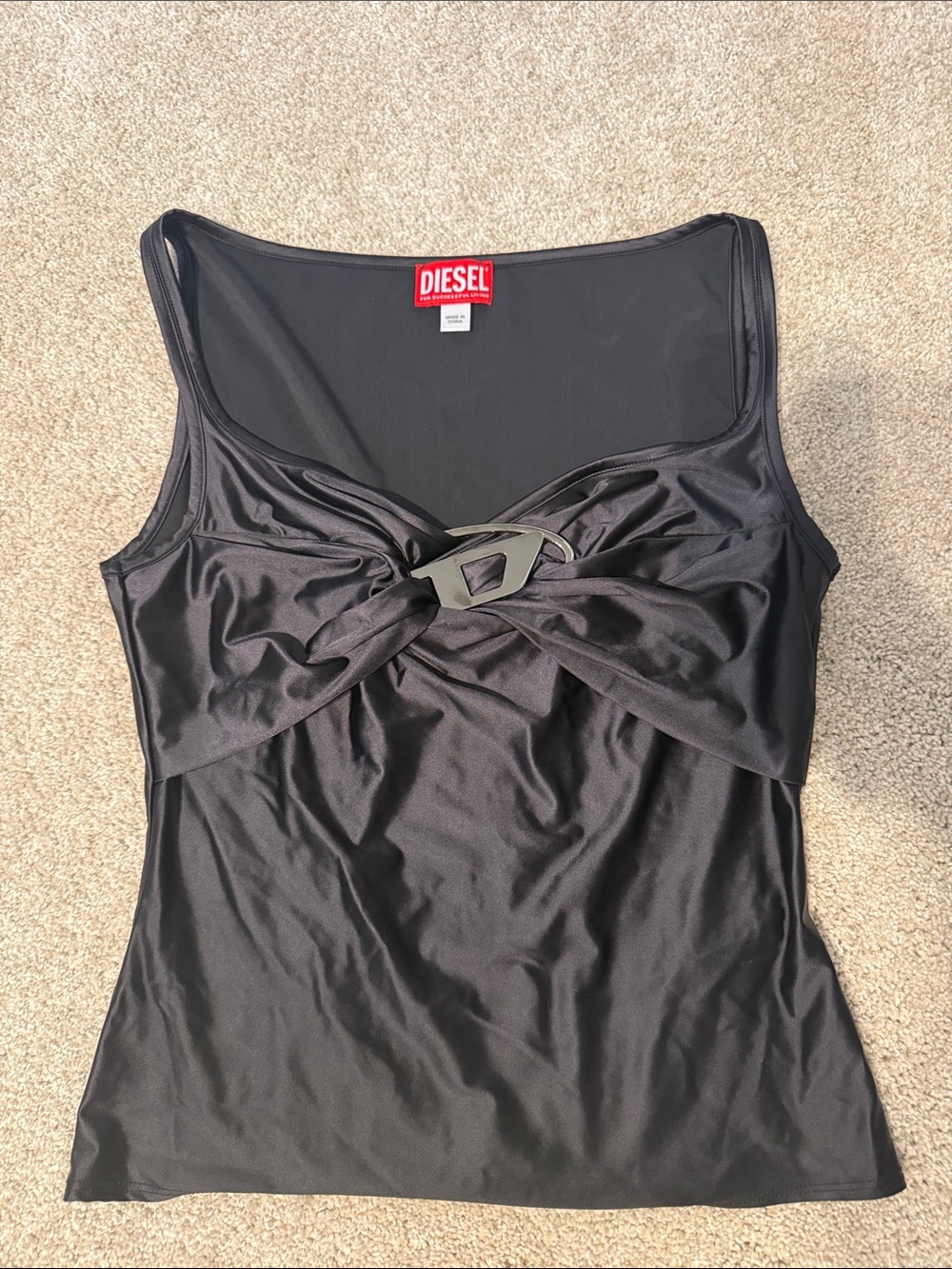 Diesel Black Knot-Front Sleeveless Camisole with Buckle